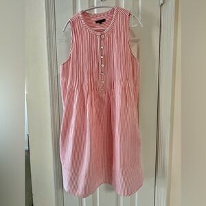 Quince Organic Cotton Sleeveless Swing Dress Coral Stripe Medium
